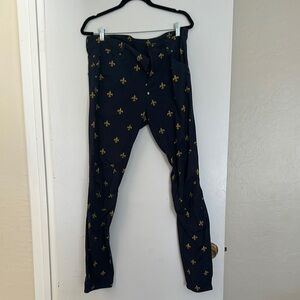 Navy Blue Fleur-de-Lis Pants